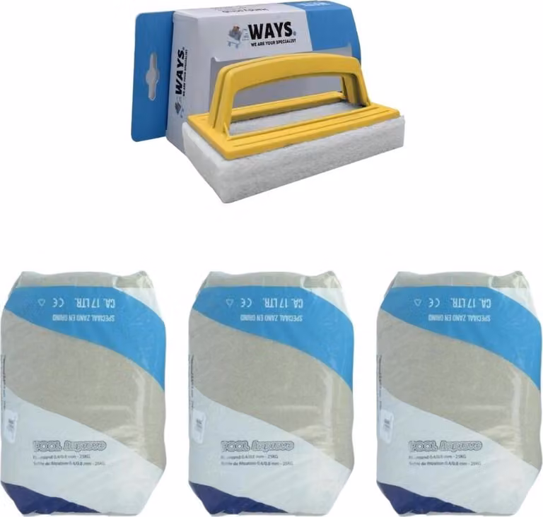 Pool Improve - Sabbia filtrante per pompa filtro - 75 kg & spazzola WAYS