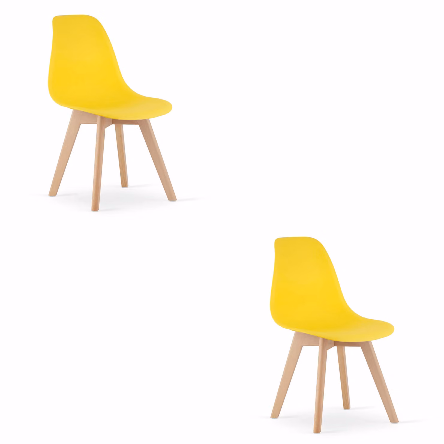 Sedia KITO, colore giallo / gambe in legno naturale, quantità 2