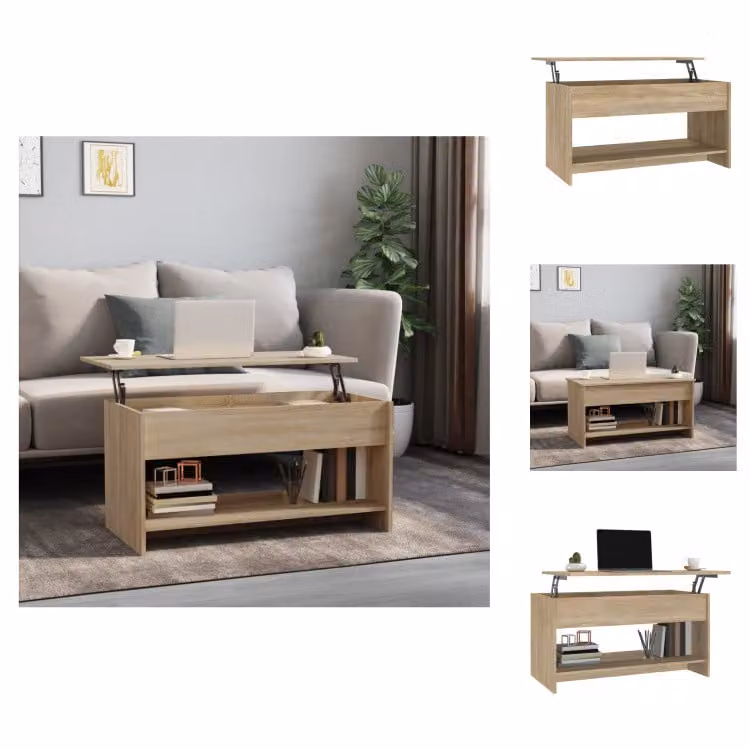 vidaXL Tavolino da caffè Sonoma oak 102x50x52,5 cm materiale a base di legno - Tavolini da caffè