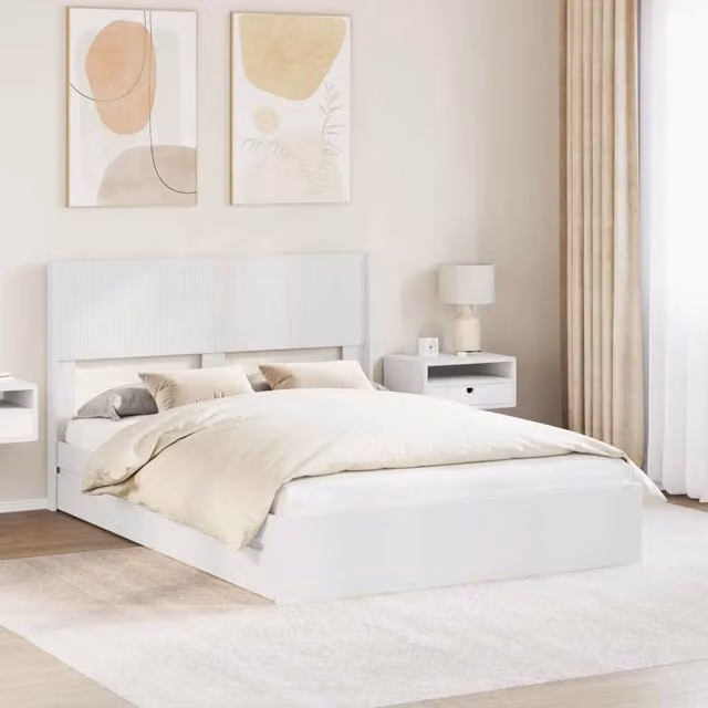 Struttura del letto con stoccaggio e testata Bianco 3414377