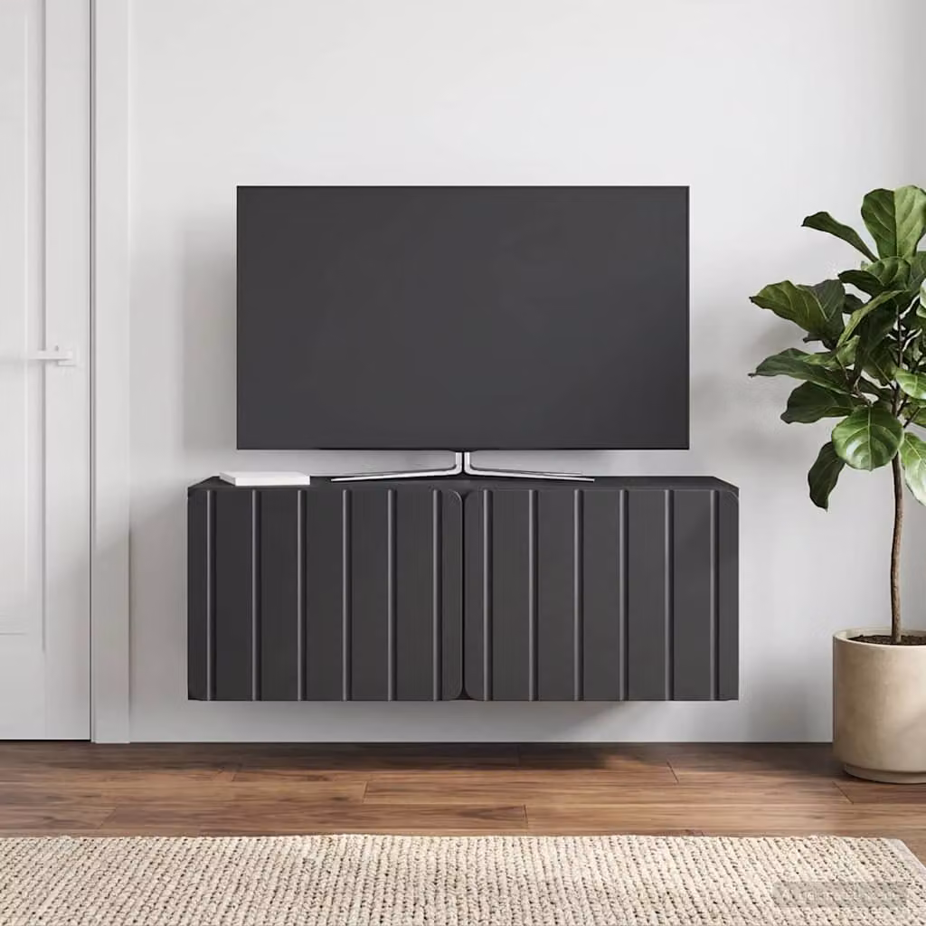 vidaXL Mobile Porta TV da Muro Moderno in MDF Nero L: 78,5 cm, P: 31 cm, H: 30 cm
