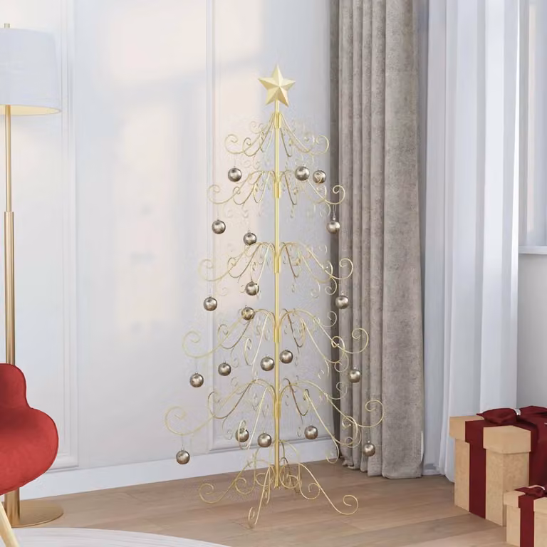 Albero di Natale moderno in metallo oro vidaXL, Altezza: 150 cm