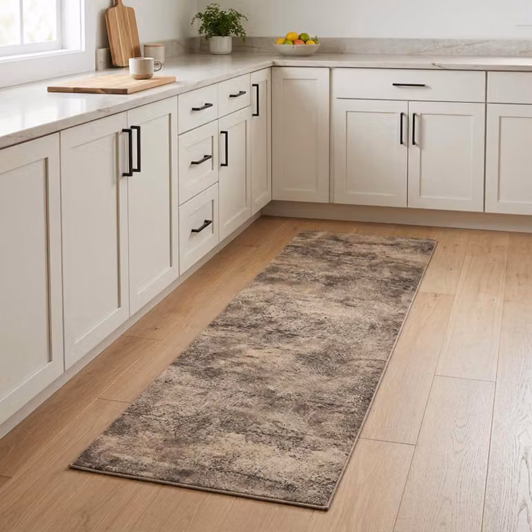 vidaXL Tappeto da Cucina Moderno Marrone in Poliammide Antiscivolo e Lavabile L: 150 cm, P: 45 cm