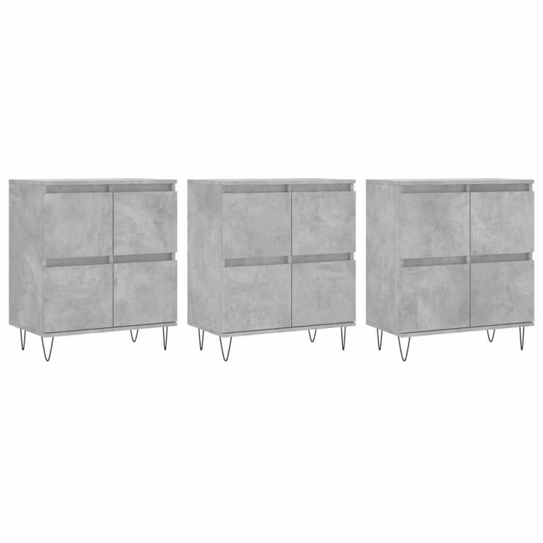 Credenze 3 pz Grigio Cemento in Legno Multistrato