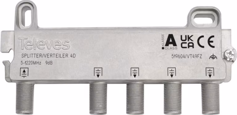 Distributore a 4 vie Televes VT49FZ 5-1218MHz VD 9dB (519604)