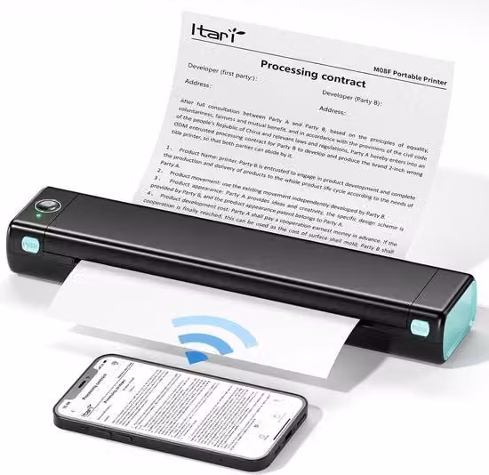 Stampante Termica Portatile Itari con Connessione Bluetooth e USB-C, Colore Nero