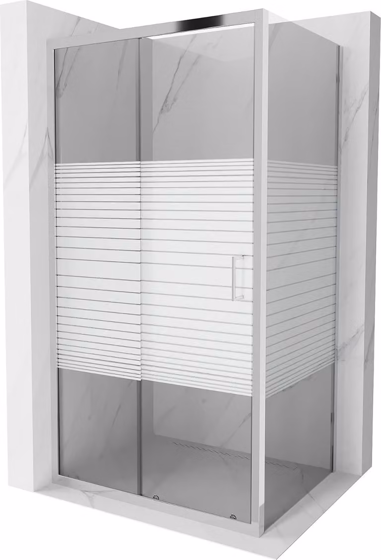 Mexen Apia cabina doccia scorrevole 120 x 80 cm, fasce bianche, cromo - 840-120-080-01-20