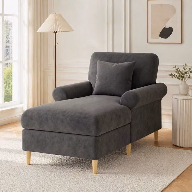Poltrona relax reclinabile in velluto grigio 133 x 87 x 90 cm; per 1 persona