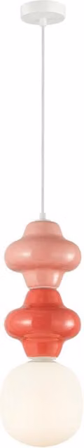 Lampada a sospensione Art Déco ITALUX in ceramica rossa e bianca, Ø 18 cm, attacco E14 – 1