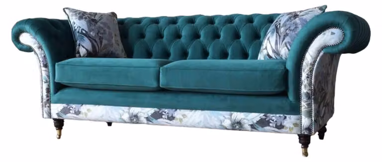 Turkis Design Sofa 3 Sessel Chesterfield Couch Polster Luxus Klassische Textil