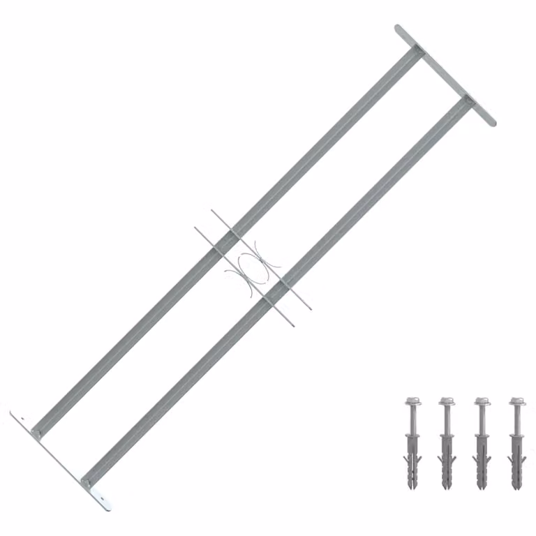 Grate per finestre regolabili vidaXL in acciaio inossidabile color argento con 2 barre trasversali, Larghezza: 700-1050 mm, Altezza: 30 cm, Profondità: 30 cm