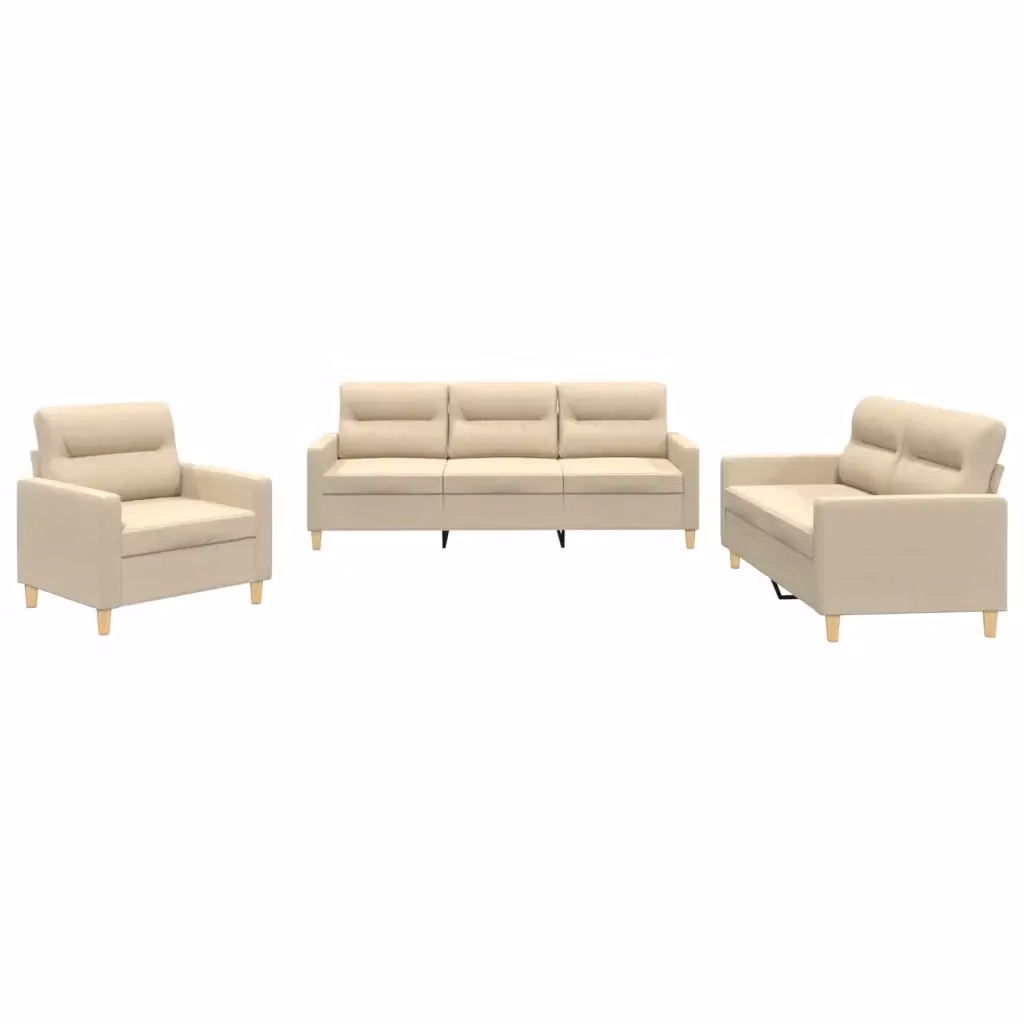 Set di divani moderno vidaXL in tessuto beige con cuscini per soggiorno – 2