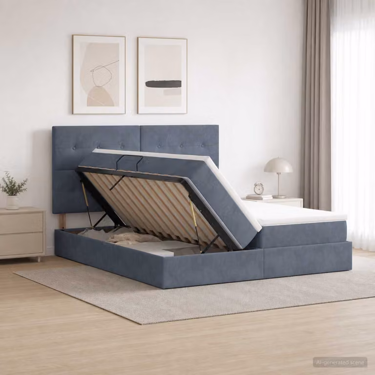 Letto con Contenitore vidaXL in Velluto Grigio con Base Lift-Up L/P: 180 x 200 cm