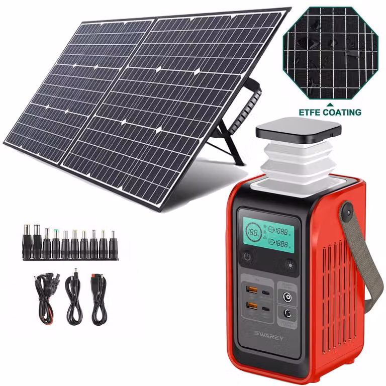 Stazione di ricarica SWAREY S200 DC Powerbank con pannello solare da 100W, 140W generatore solare 192Wh Power Station caricabatter LiFePO4