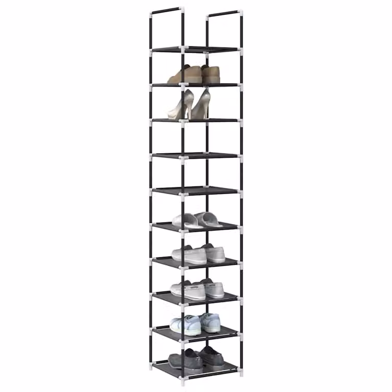 vidaXL Scarpiera 10 Ripiani Nera 33x33x174 cm in Tessuto Non Tessuto