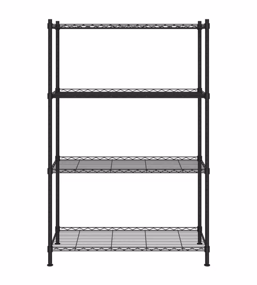 Scaffale a 4 Livelli vidaXL in Metallo Nero con Ripiani Regolabili L: 90 cm, P: 35 cm, H: 137 cm – 2