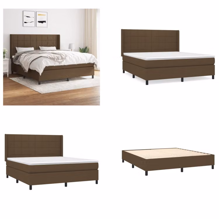vidaXL Letto a molle con materasso in tessuto marrone scuro 180x200 cm - Letto a molle - Boxspringbetten - Bett - Schlafzimmermöbel