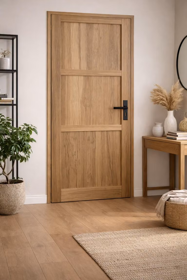 Bloc Porta Frake 3 Pannelli H204 x L83 cm, Finitura Tavola P.giusta, Maniglia GD MENUISERIES