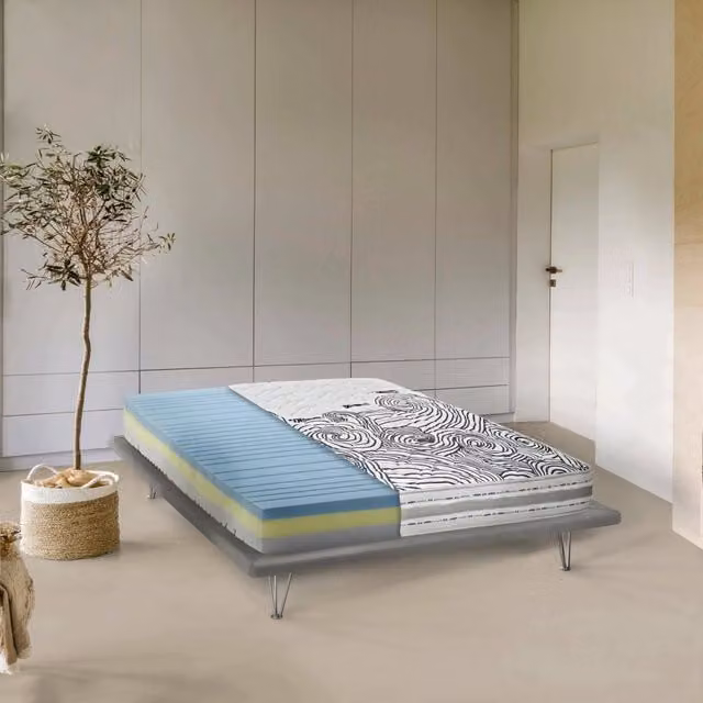 Materasso Singolo Ibrido Talamo Italia Agnone Bianco con Rivestimento Sfoderabile e Regolazione della Temperatura L: 190 cm, P: 80 cm, H: 22 cm