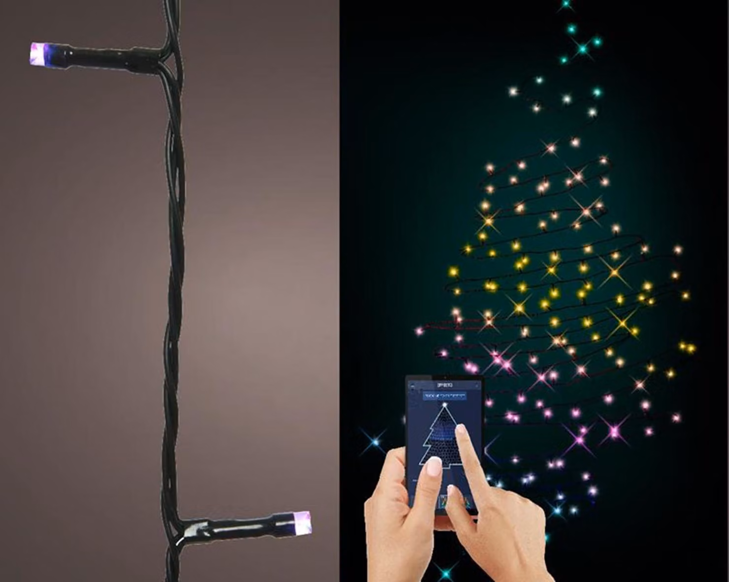 Ghirlanda LED danzante bluetooth multicolore 9,9m 50l