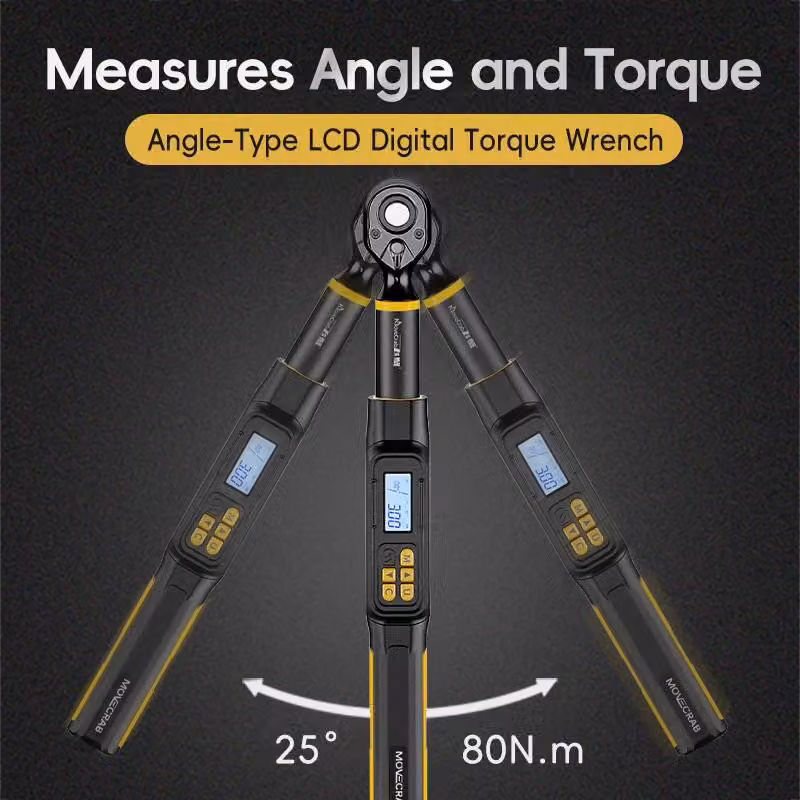 Chiave dinamometrica digitale - Attacco quadrato da 1,27 cm - Coppia da 6,8 a 135 Nm - Misurazione dell'angolo a 0,1° - Adatta per motori di motociclette e riparazioni del telaio