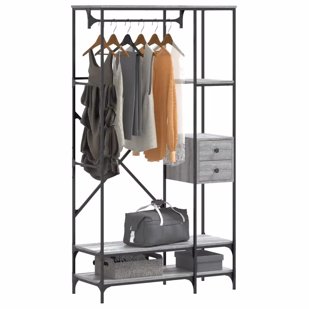 Appendiabiti con Scaffali DESIGN IN Grigio Sonoma in Legno e Metallo L/P/H: 180 x 40 x 40 cm – 2