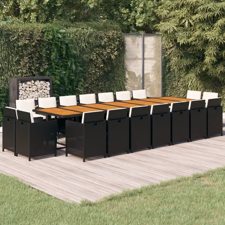 Maison Exclusive - Set da pranzo da giardino da 19 pezzi con cuscini, in polyrattan nero