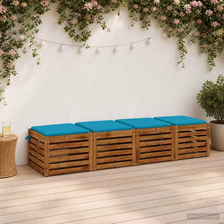 Set di 4 cuscini per sedia vidaXL in poliestere color turchese con fodera lavabile e resistente ai raggi UV