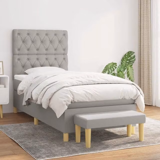 Letto Ibrido con Giroletto a Molle e Materasso vidaXL, Grigio e Bianco, L 80 cm x P 200 cm