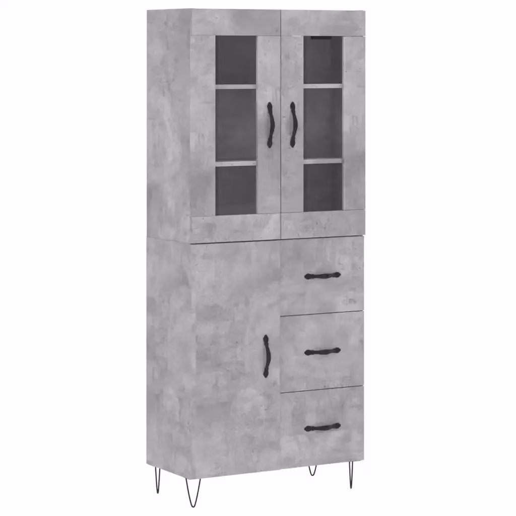 Credenza moderna vidaXL in legno e metallo grigio L: 69,5 cm, P: 34 cm, H: 180 cm – 2