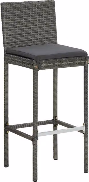 Sgabelli da Bar con Cuscini 4 pz Grigi in Polyrattan 313438