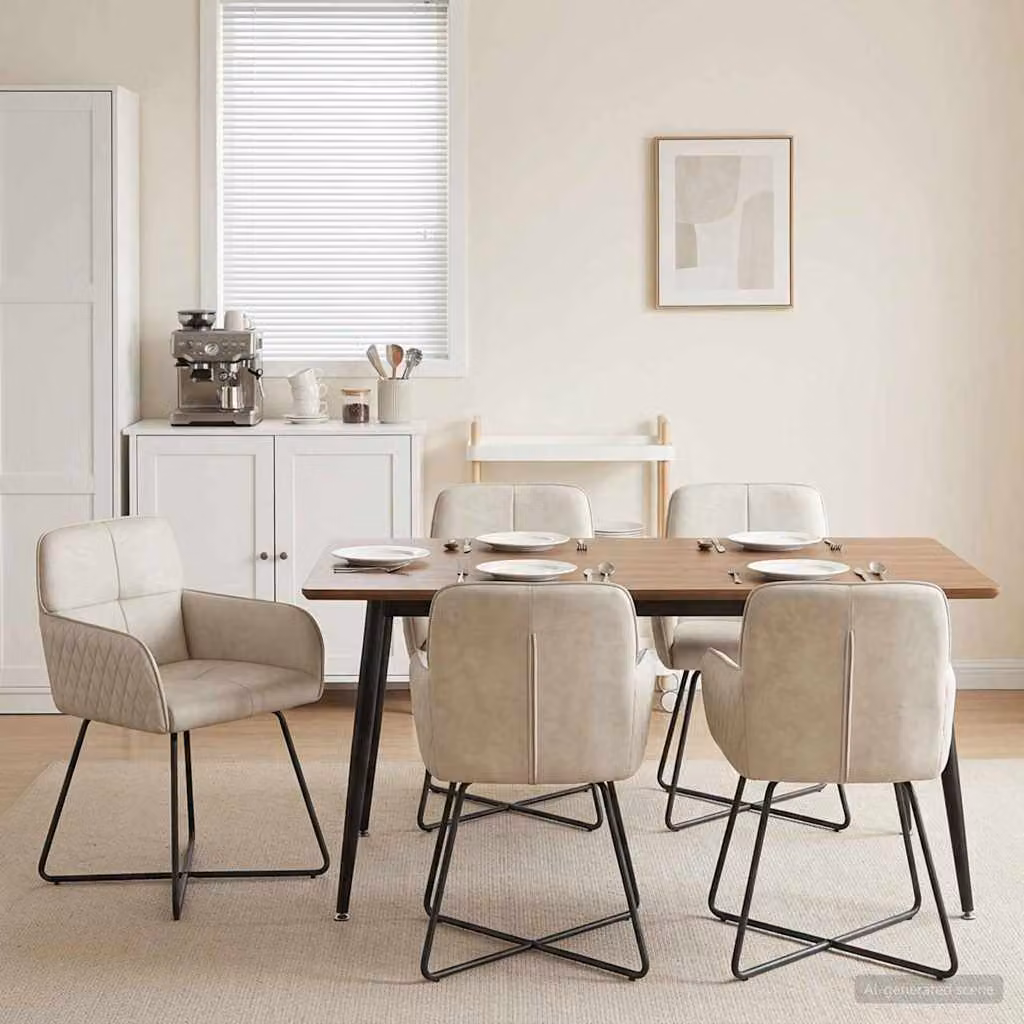 Set di 6 sedie da pranzo vidaXL in velluto beige con design moderno L: 59 cm, P: 56,5 cm, H: 86 cm