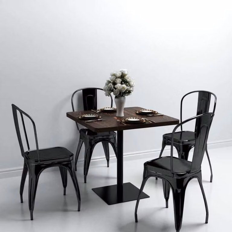 Maison Exclusive - Tavolino da bistrot in MDF e acciaio, quadrato, 80×80×75 cm, frassino scuro