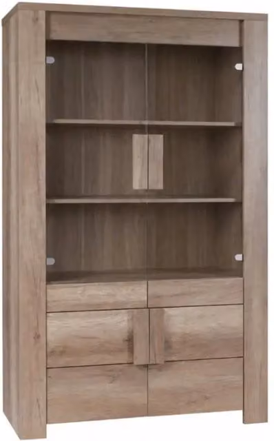 Grande vetrina 2 porte in vetro e 2 porte in legno - Collezione FARRA - quercia chiara