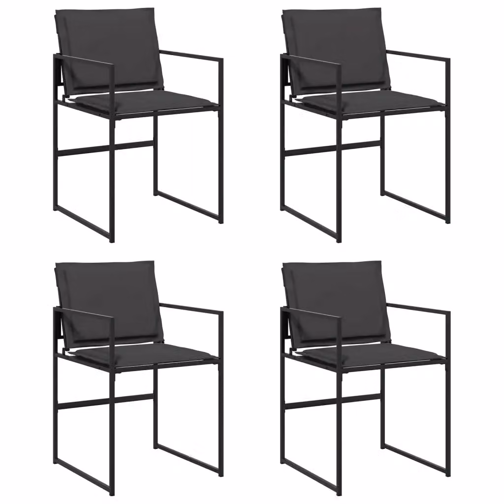 Set di 4 sedie da giardino vidaXL in acciaio verniciato a polvere e textilene con cuscini, colore nero e grigio – 2