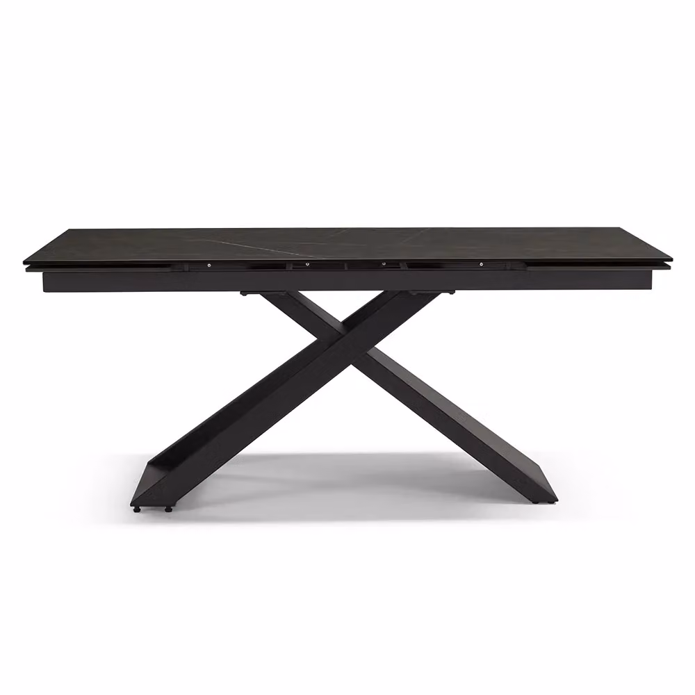 Tavolo da pranzo allungabile HIDRA con top in grès ceramico nero opaco e struttura in metallo, design moderno per cucina e soggiorno – 2