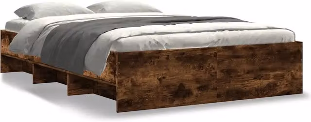 Letto matrimoniale | Letto per adulti | Giroletto Rovere Fumo 135x190 cm in Legno Multistrato