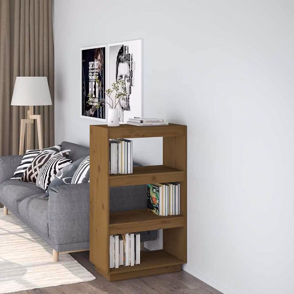 Libreria/Divisorio vidaXL in Legno di Pino Massello, Colore Ambra, L 60 cm x P 35 cm x H 103 cm