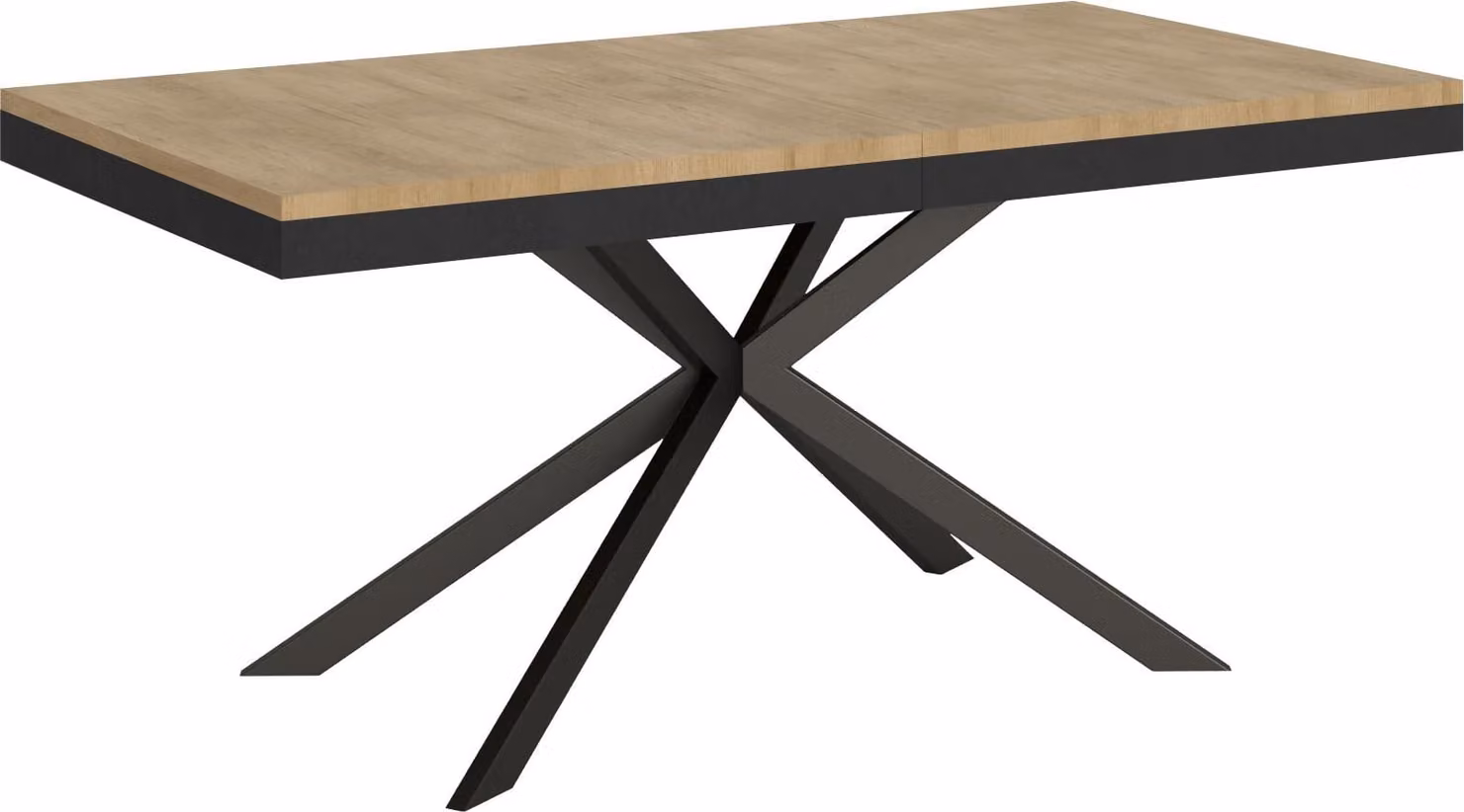 ITYHOME - Tavolo allungabile 180/440x90 cm Plaker Evolution quercia natura telaio e gambe antracite