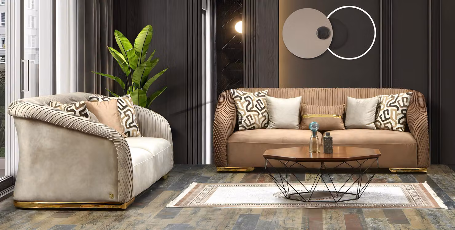 Sofagarnitur Italienischer Stil Wohnlandschaft Sofa Couch Sitzgarnitur 3+3