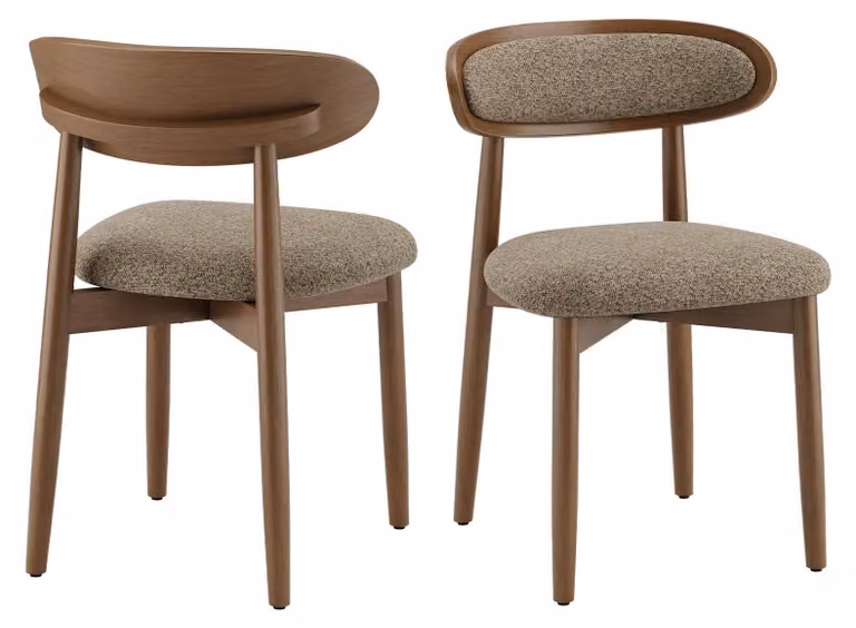 Set di 2 sedie da pranzo in legno massello, stile scandinavo, con schienale ergonomico e seduta imbottita, confortevoli e con supporto lombare