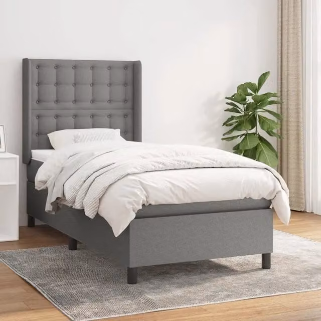 Letto Ibrido con Giroletto a Molle e Materasso vidaXL Grigio e Bianco L/P/H: 203 x 103 x 128 cm – 1