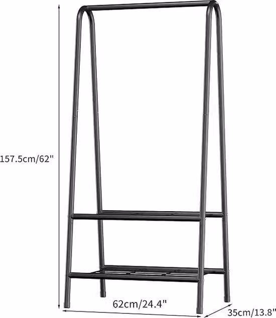 Armadio aperto JOISCOPE con stanghetto e struttura in metallo nero, L: 62 cm, P: 35 cm, H: 157,5 cm
