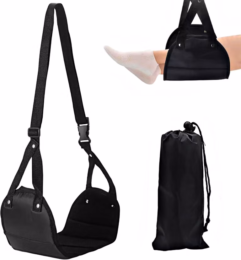 Supporto per i piedi regolabile per aereo, con imbottitura in memory foam, portatile, ideale per i viaggi