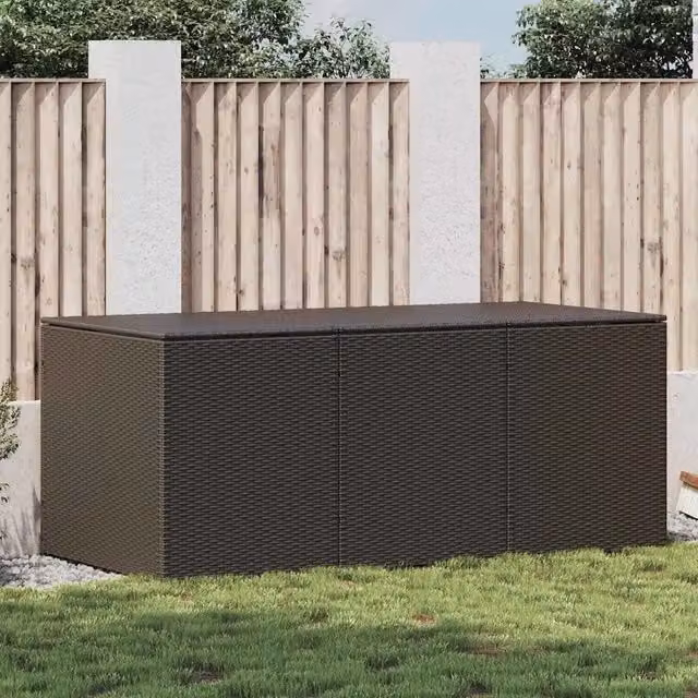 Baule da Giardino in Polyrattan 180x90x70 cm Marrone 46478