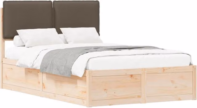 Letto matrimoniale | Letto per adulti | Letto con Testiera Rivestita Talpa 120 x 200 cm Pino massello