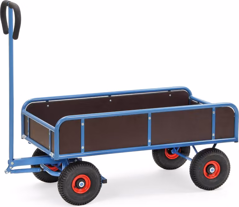 Carrello manuale Fetra con 4 pareti in gomma piena, superficie di carico 1145x645 mm, portata 400 kg