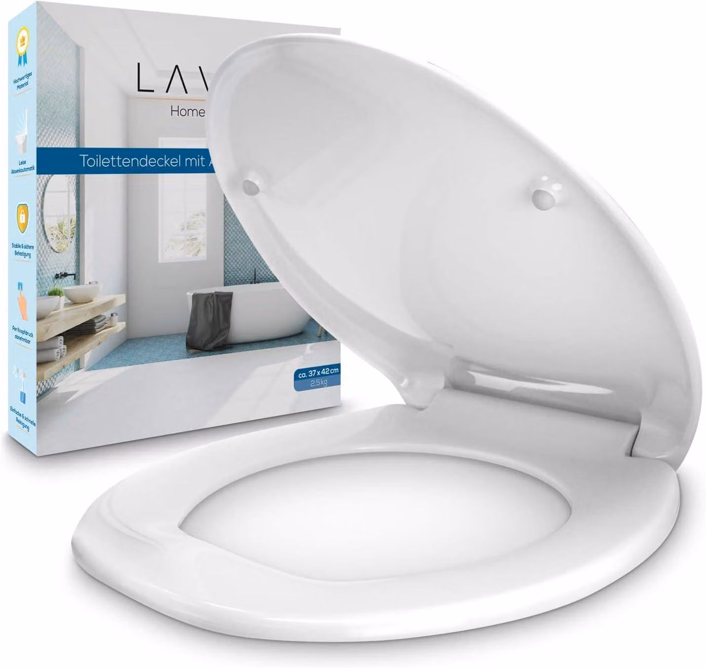 Lavur Sedile WC in duroplast con chiusura ammortizzata fino a 250 kg, universale