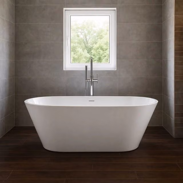 Vasca da bagno free standing ovale in acrilico bianco lucido