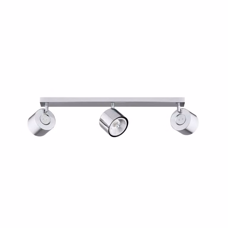 Faretto da soffitto Chloe, orientabile, 3 luci, acciaio cromato Chloe Argon, dimmerabile, Cromo / Argento, Soggiorno / Sala da pranzo, Metallo, Moderno, Faretto